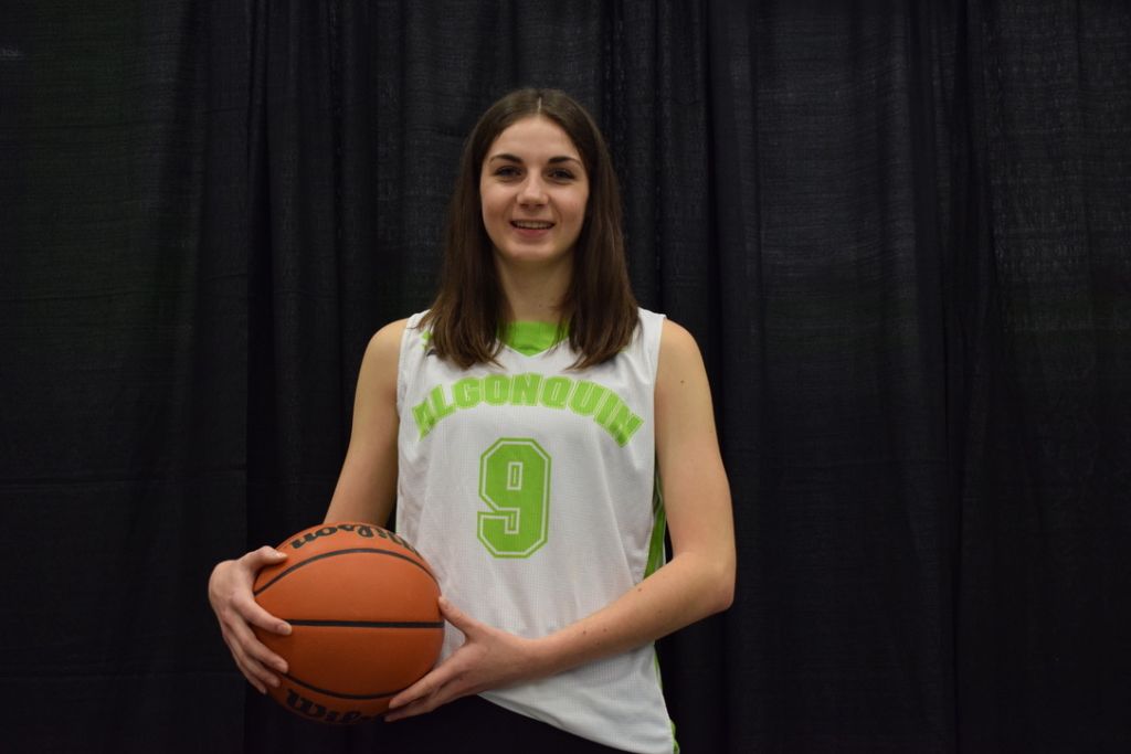 Sylvie Strong poses for a picture Feb. 11. She plays for the Algonquin Thunder women's basketball team.