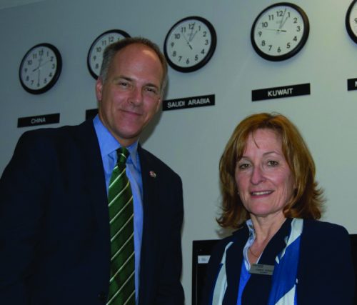 Doug Wotherspoon and Cheryl Jensen outside of a meeting in 2015. Phishing attempts have prompted a response from both executives.
