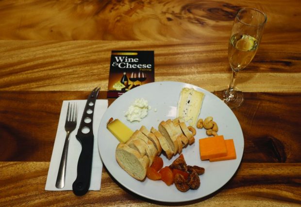 A plate setting on offer at AC Hubs wine and cheese pairing event.