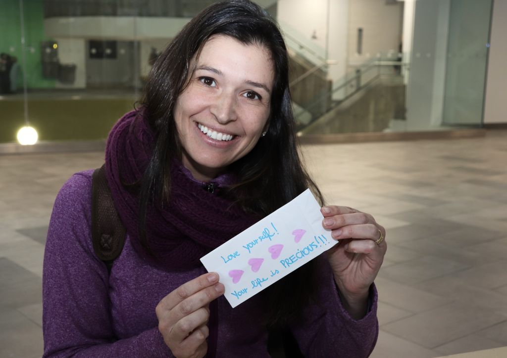 Carina Pereira, an international student from Brazil, took time out of her day to spread love and light to each precious life.