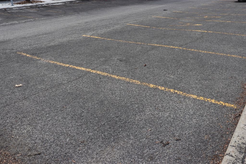 One of many empty parking lots outside of schools in Ontario