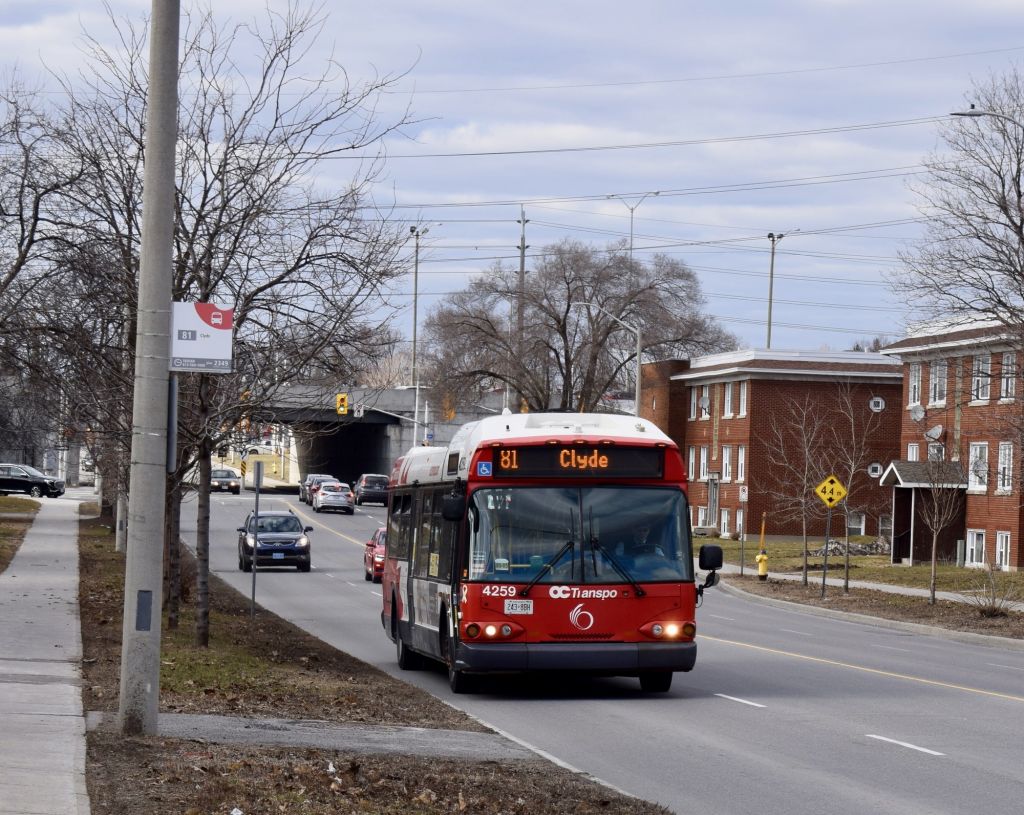 Route 81 Clyde drives past Kirkwood Avenue on its way to its next stop.