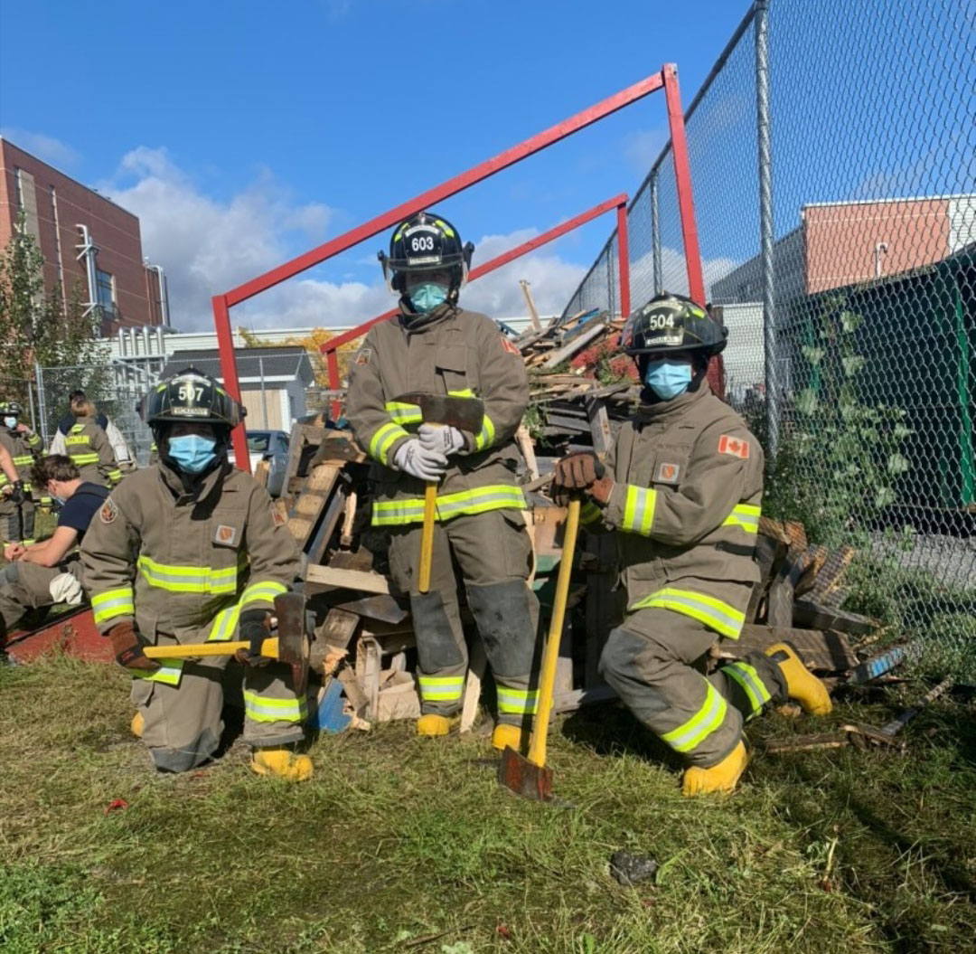 Left to right, students in the pre-service firefighting program at Algonquin College