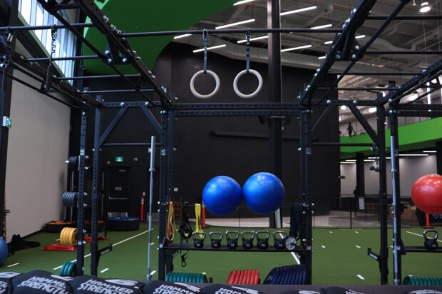 Some of the available weights, with exercise balls, tension ropes and much more.