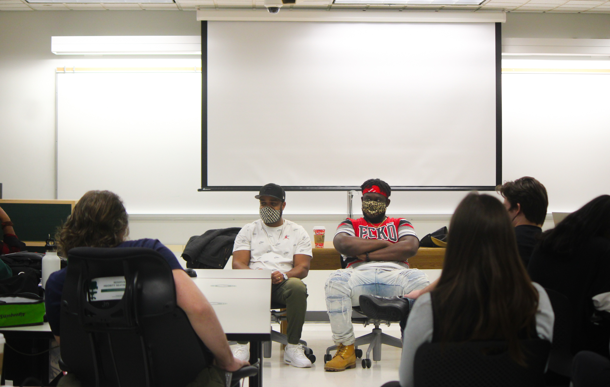 Kevin Bourne, Shifter Magazine founder and Vladimir Jean-Jilles, Shifter Magazine film critic, talk to Algonquin College journalism students about the importance of hitting deadlines and professionalism.