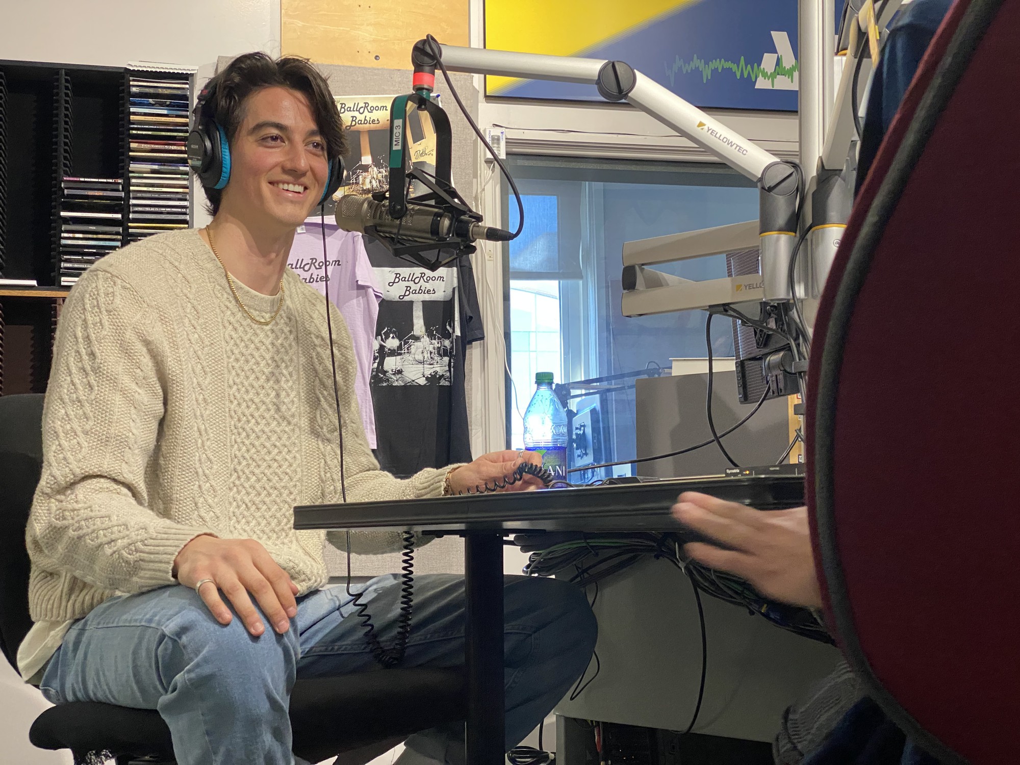 Elijah Woods visited the CKDJ studio on campus in March to talk about his time at the college, his early days with Jamie Fine and the future.
