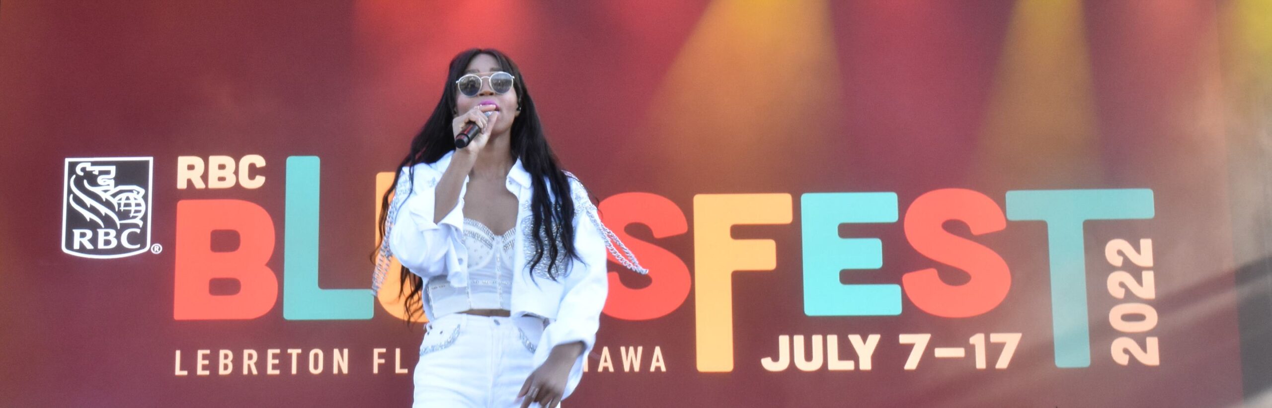 Sacha performing on the RBC stage at BluesFest, July 2022.