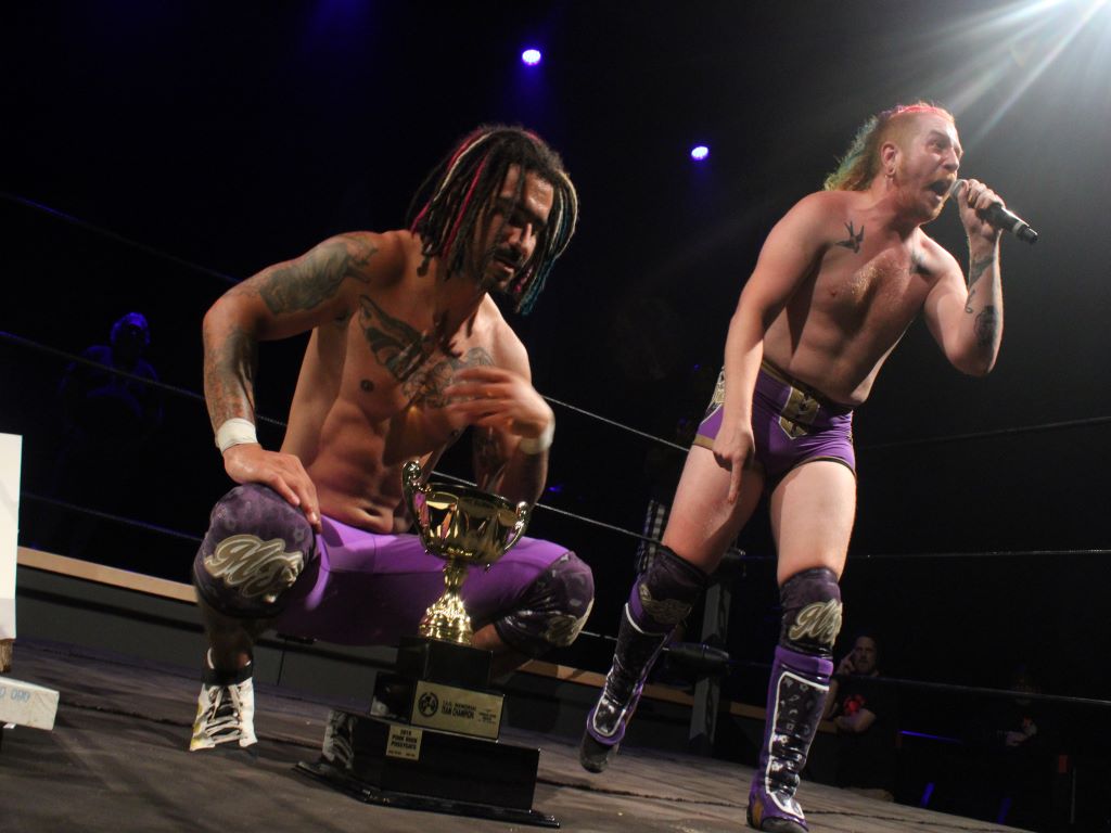 Aiden Aggro (left) and Dangerkid (right) celebrating their win of the T.A.G. Memorial Tournament.