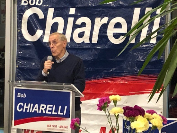Ottawa mayoral candidate Bob Chiarelli addresses supporters on Oct. 24 after finishing third in the municipal election.
