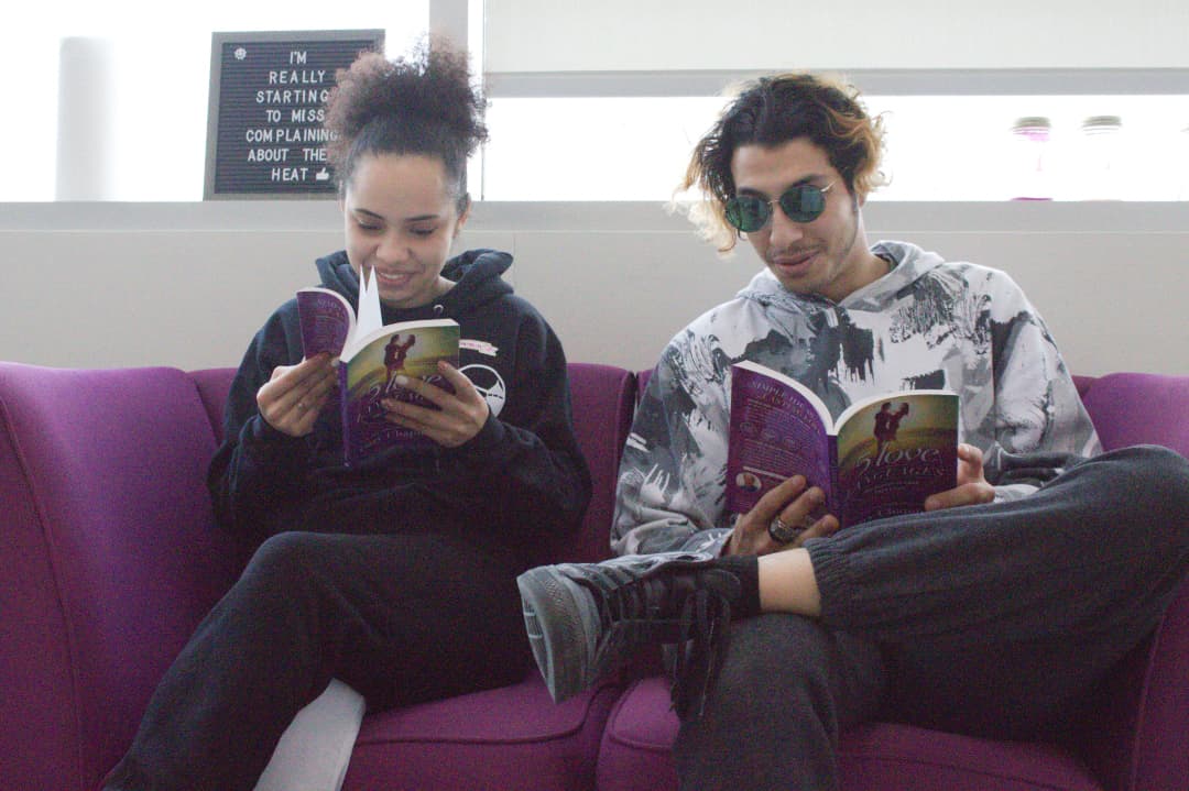 Oniqua Kamaka and Nader Ibrahim read this semester's book The 5 Love Languages by Gary Chapman.
