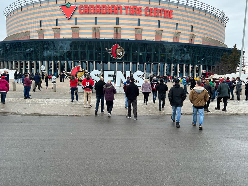Senators fans walk into the Canadian Tire Centre ahead of Thursday night's game against the Colorado Avalanche.