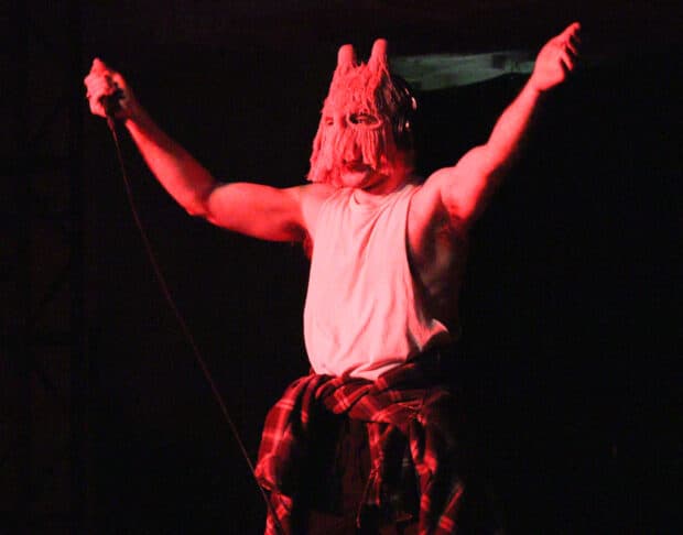 Risus Rome performing at the Observatory at Algonquin College. He did not take off the mask during his entire performance.