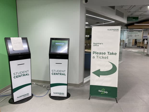 The check-in at Algonquin College's registrar's office.