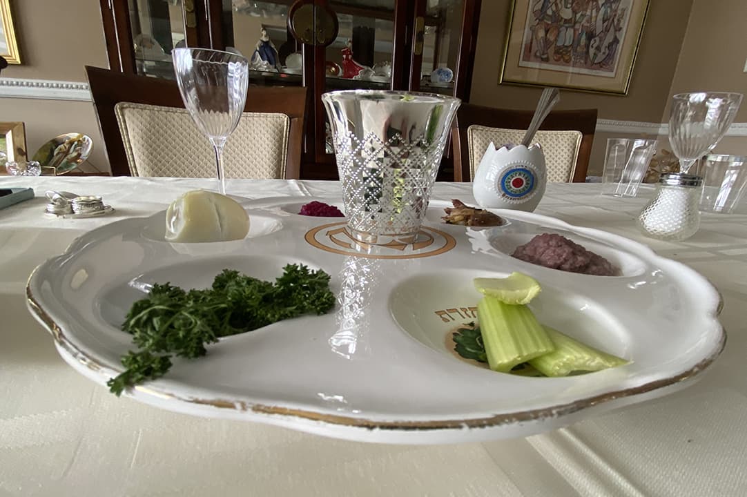 The Seder Plate, featured here, is the central piece to every Passover Seder dinner.