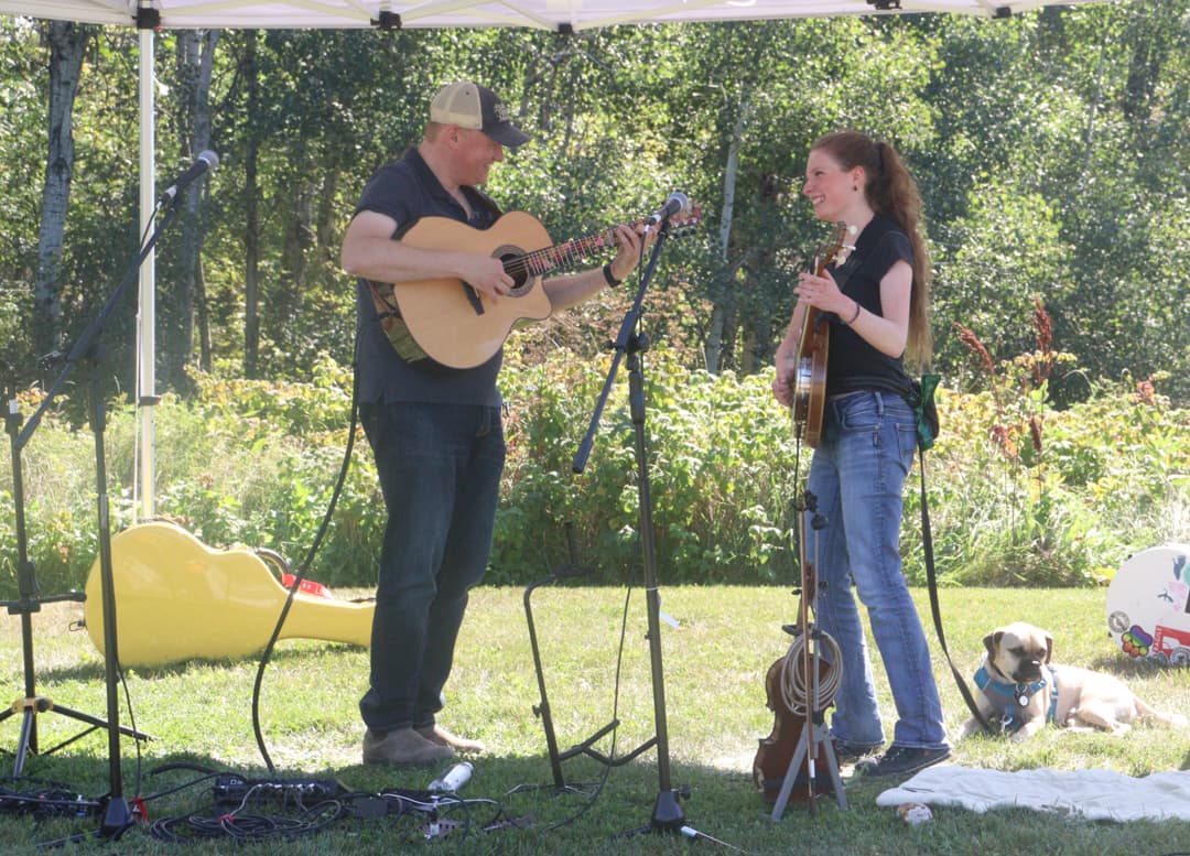 Graham Lindsey and Fern Marwood play music for the Tay Valley Township Anniversary Picnic in the Maberly Community Park on Sept. 16.