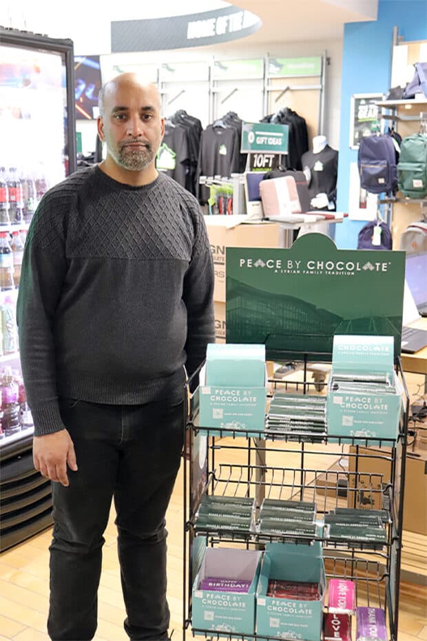 “We’ve heard about their excellent quality chocolate,” says Ashish Talwar, the Connections-Campus Store manager. “There’s also a good story behind. We have sold half of our inventory, and we are reordering.”