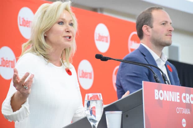 Mayor Bonnie Crombie of Missassauga speaking to an audience of Ontario Liberal Party members.