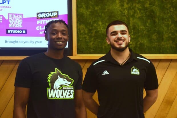 Jack Doyle Athletics and Recreation Centre employees Djibril Fall (left) and Adam Voutier (right).