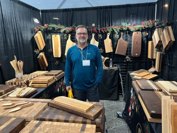 Mario Laurin at his booth in the Nepean Sportsplex on Saturday, Nov.4.