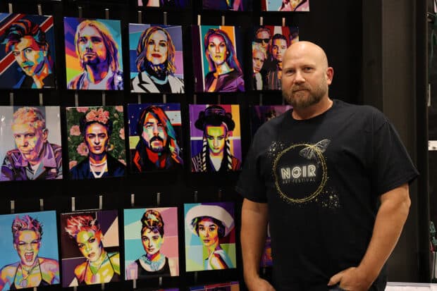 Cor Beattie paints commissioned portraits and sells a
