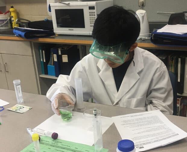 Student doing an alkalinity test.