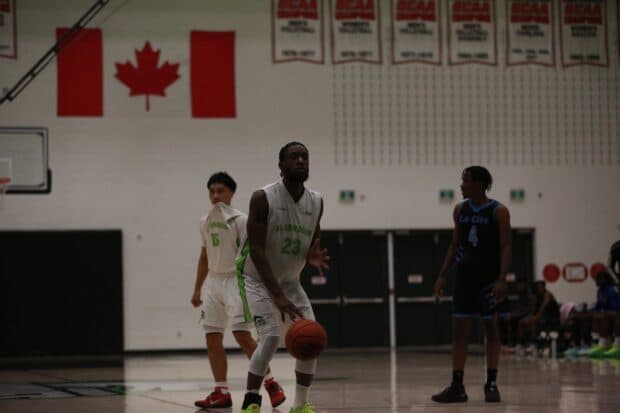 Wolves guard Sydney Abdedi Okongo takes a free throw. Abdedi Okongo finished the game second in points for the Wolves with 14.