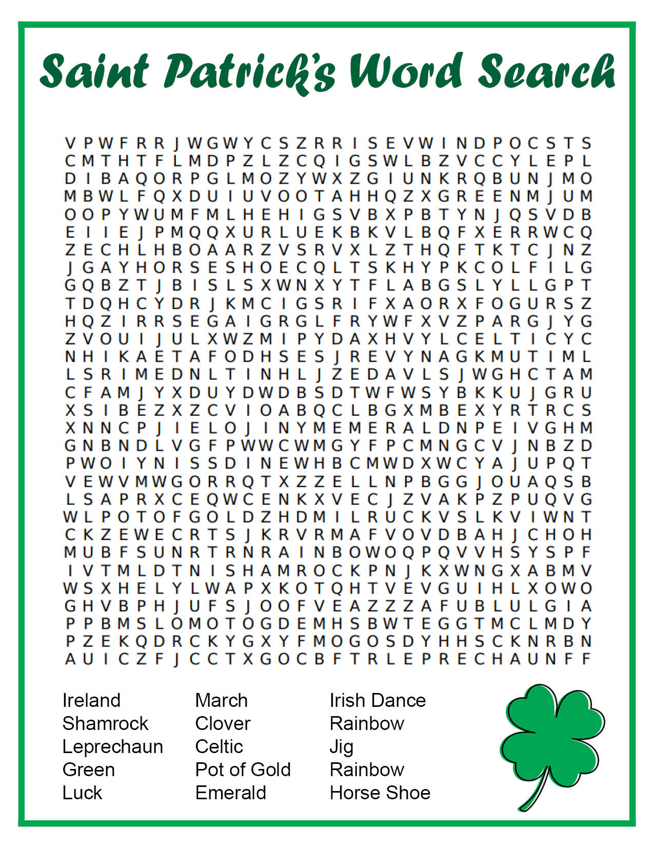 St. Patrick’s Day Word Search