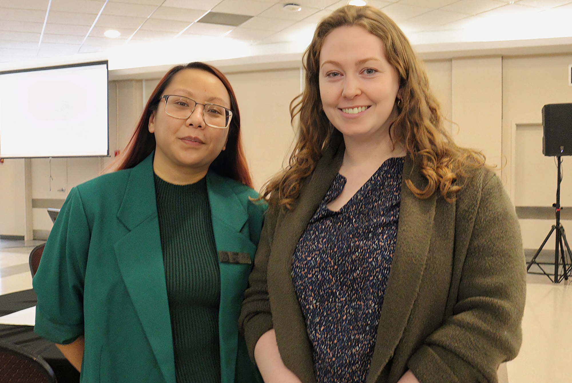Sierra Lee and Niamh O'Shea, co-chairs of the International Student Advisory Committee, organized Algonquin College's first-ever International Student Town Hall, held on Feb. 28 in the D-building.