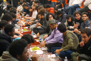 Muslim students break fast together in the Corner Lounge in the E building.