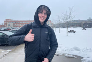 Evan Keough a business student facing unexpected weather storm.