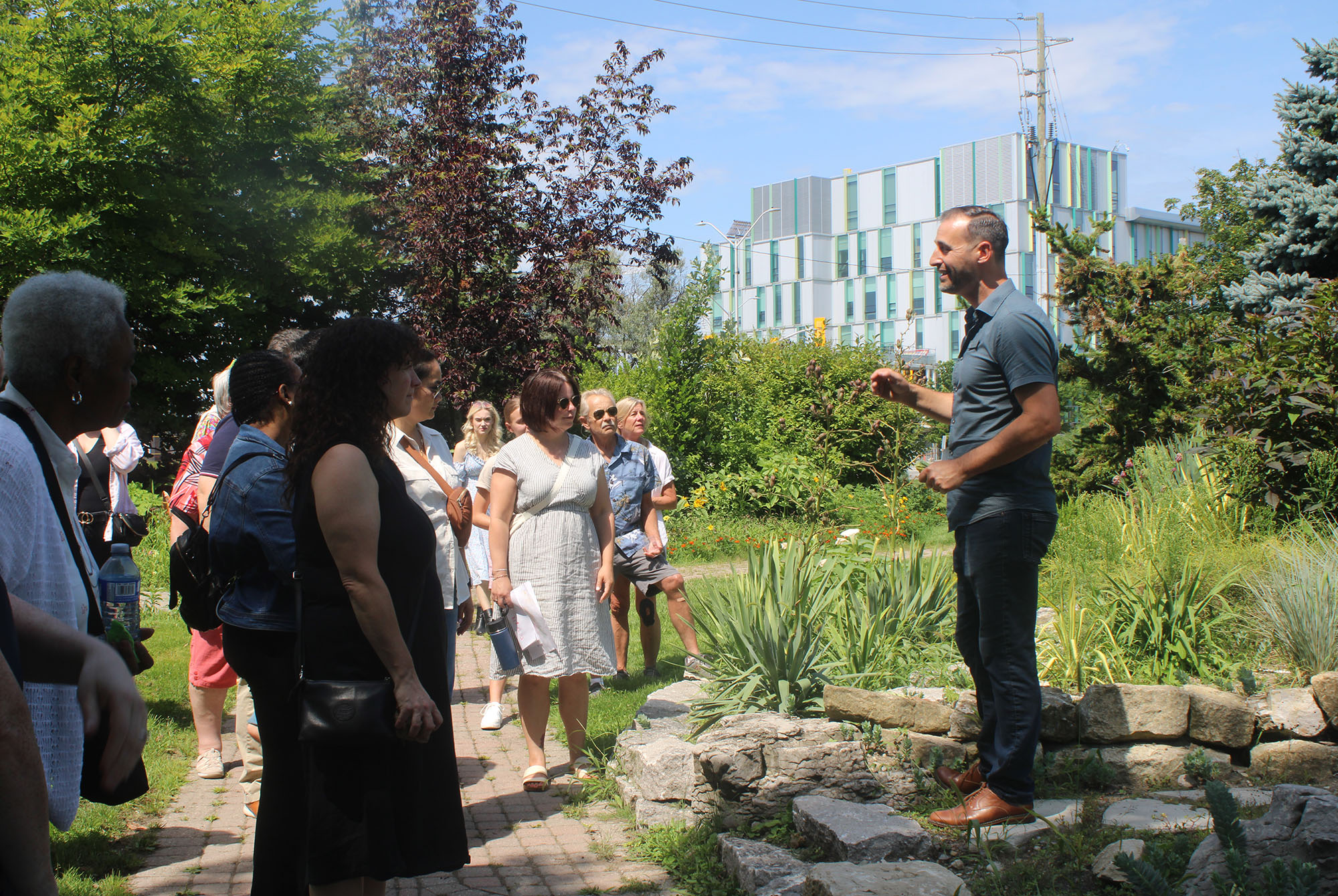 Professor Jason Vodden took attendees on a tour of the horticulture grounds, including a vegetable garden and greenhouse