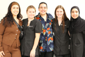 Left to right Nawal Baroudi, Keira Fleming, Desiree Browne, Gillian Gallant, and Talia El-Hajj Ali - 2nd term esthetician students