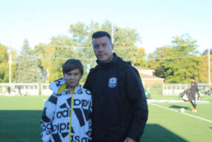 Christian Hoefler an alumnus and a part of the  2002 Algonquin Thunder, the National Soccer Championship gold-winning team came to cheer on Algonquin Wolves with his son Christian Hoefler.