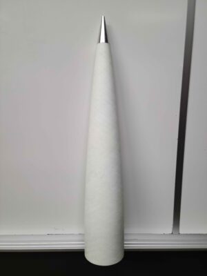 AC Rocketry's rocket nose cone. According to the National Association of Rocketry, the nose is crucial to the rocket's launch success due to being the part that first interacts with the air in flight.