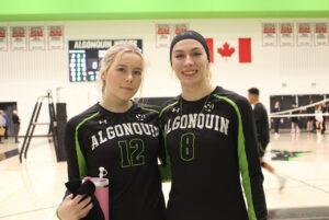 Left to Right Ella Howell (right side), Isabelle Tourangeau (middle hitter)