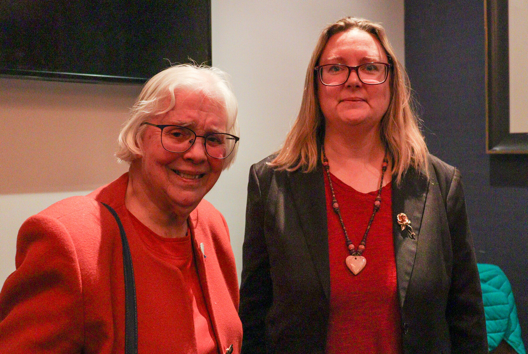 June Cox (left) the president of the Media Club of Ottawa and Catine Noble (right).