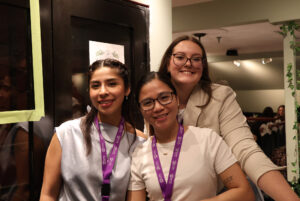 Maadelyn Emboltura (middle) volunteered with event hosts, Dana Rojas (left) and Stefanie Burch (right) for Take a Chance on Greece.