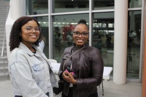 Chloe Podage and Daphnee Dicette outside theatre after show.