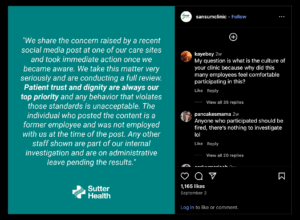 Sansum Clinic posts a response to the deleted TikTok video on Instagram, Sept. 2.