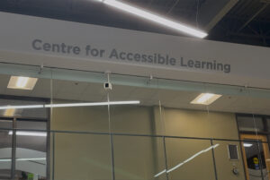 "Centre for Accessible Learning," labelled across a wall of E building.