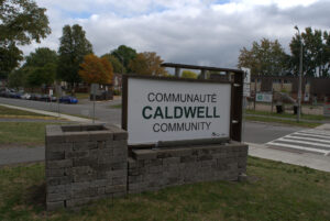 The Caldwell Community sign on Caldwell street.