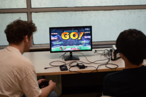 A shot of a pre-tournament friendly between two competitors.