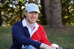 Darian Cassidy enjoys fresh air and talking music in between his classes. Image taken Sept. 30