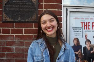 Actor Olivia Guelt showing her support after the Mayfair Theatre show outside the theatre