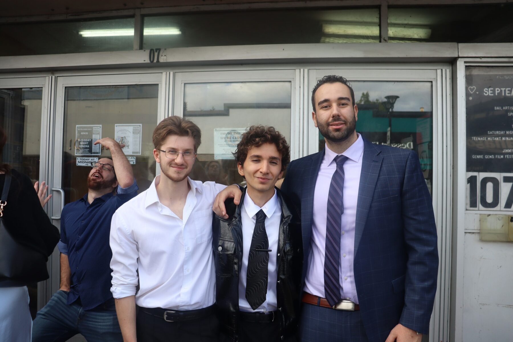 Directors Gabriel Harb, Tom Peters, and Christian Guérin after the Mayfair Theatre screening.