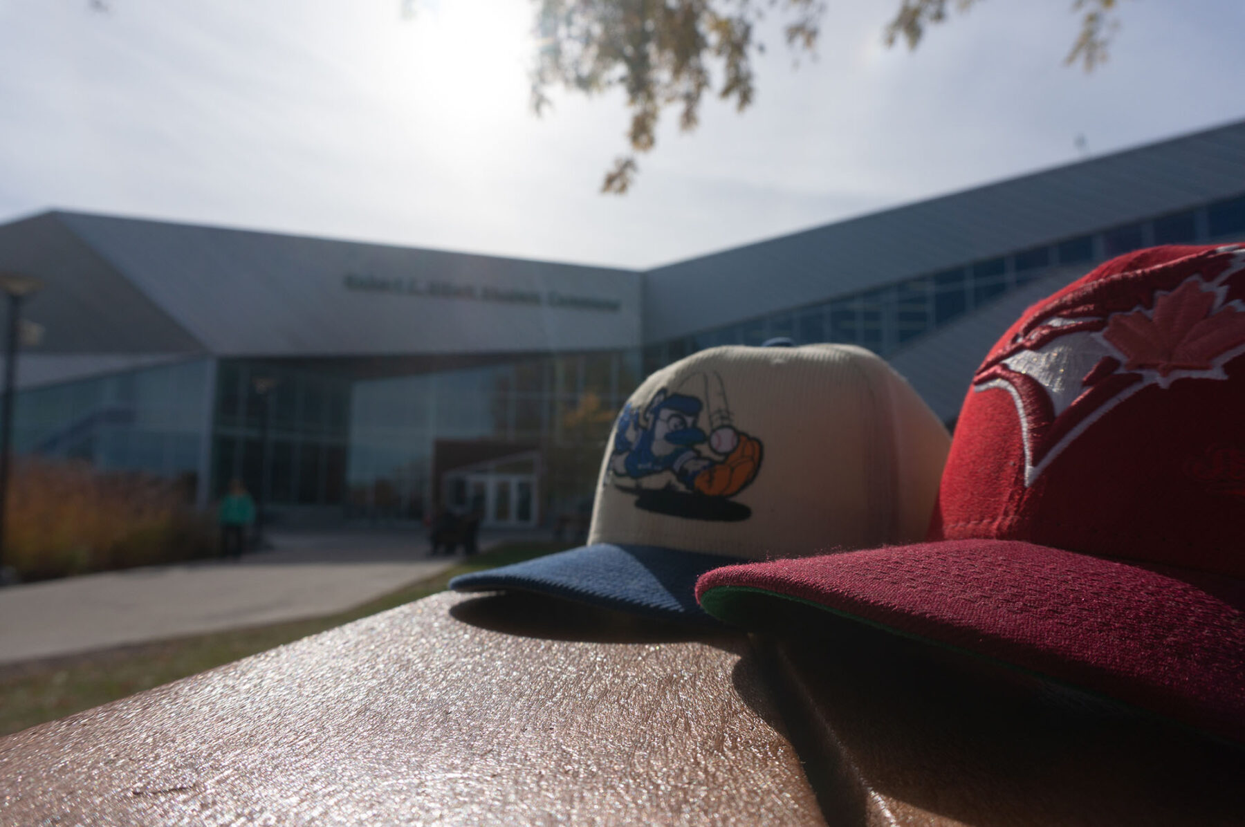 Toronto Blue Jays hats outside of the E-building at Algonquin College on Oct. 17.