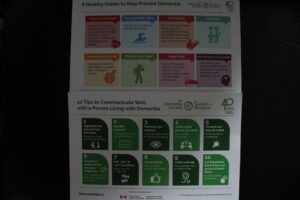 Pamphlets from the Dementia Society of Ottawa and Renfrew County offer advice on preventing dementia and communicating with loved ones living with the condition.