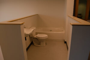 The simulation bathroom in the new lab.