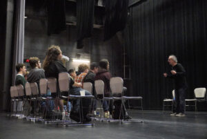 Kevin McDonald leads students through an improv exercise during his Improv to Sketch workshop at Algonquin College on Oct. 10.