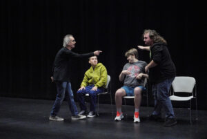 Kevin McDonald gives advice to students on improv.